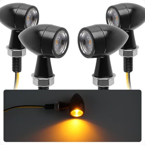 Luces de giro LED mini para motocicleta, 12 V, 4 unidades, e24, de aleación de zinc, fundición a presión, IP67, a prueba de agua, prueba E (1/5)