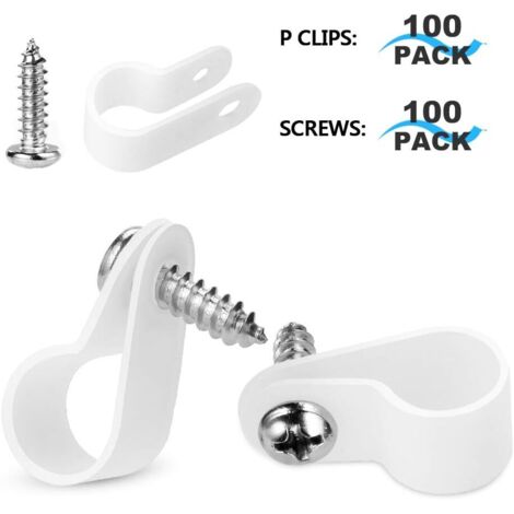 100 piezas de clips de montaje estilo P para tubos de luz de 3/8 pulgadas con tornillos Phillips de acero inoxidable compatibles (1/5)