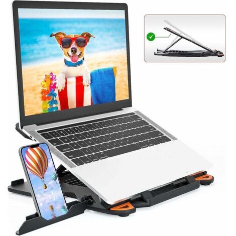 Soporte para computadora portátil con base giratoria de 360 grados, altura ajustable inferior mejorada, soporte plegable para computadora portátil