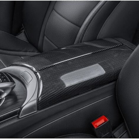 Caja de almacenamiento para consola central, cubierta protectora para reposabrazos para Mercedes Benz Clase C W205 GLC Clase X253 Accesorios 2015-2022 (color fibra de carbono)