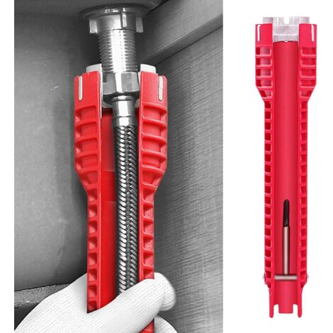 Llave de fregadero multifuncional 8 en 1, herramienta de instalación de plomería, grifo de tubería de agua para el hogar, válvula angular de lavabo, herramienta de reparación y extracción de fregadero