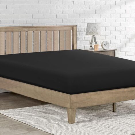 Sábana bajera ajustable 120x200 cm 30 cm Bonnet 2 personas, cómoda y transpirable funda de colchón de microfibra negra