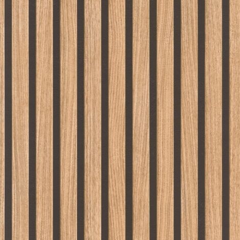 Papel pintado de papel marrón con aspecto de madera, paneles de madera 3D con un moderno estilo escandinavo: 0,6 m x 3 m (largo x ancho)