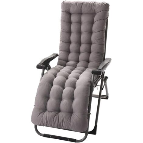 Cojín para silla de jardín con respaldo alto, cojín grueso antideslizante para silla mecedora, cojín grueso para sillón interior y exterior (sin silla) (tamaño: largo, color: gris)