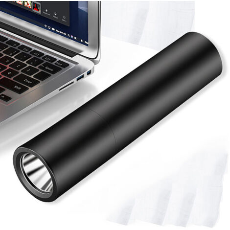 Mini linterna LED recargable con banco de energía, linterna de bolsillo con enfoque USB, 3 modos, resistente al agua para acampar, actividades al aire libre