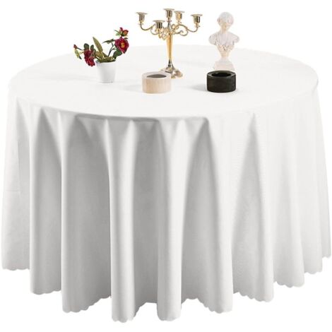 Mantel Redondo Mantel Hogar Restaurante Ceremonia De Boda Resistente A Las Arrugas Antimanchas Decoración De Mesa para Recepción De Cumpleaños Blanco Redondo: 220 Cm