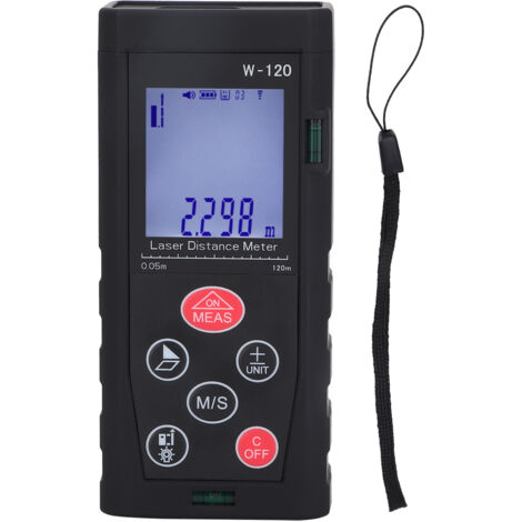 Telémetro láser de doble burbuja horizontal negro W-120, herramienta de medición, medidor de distancia digital (1/5)