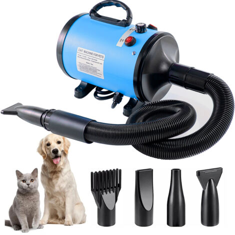 Secador de pelo para mascotas, ajuste de aire continuo, soplador de agua para mascotas, lavado de autos, soplador de agua rápido, 4.5 HP / 3200 W (azul)