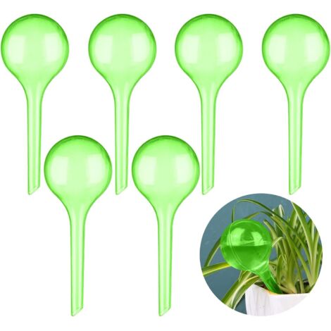Paquete de 6 pequeñas bolas de riego de plástico para plantas de interior - Bola de riego por goteo de 8 cm de diámetro - Dispositivo de riego automático Sistema de riego para vacaciones de plantas (1/5)