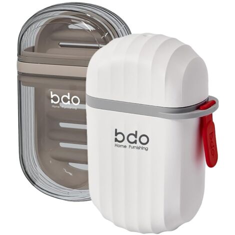 Paquete de 2 jaboneras de viaje con tapa, mini jaboneras, impermeables, portátiles, para baño, cocina y encimera, fáciles de limpiar (blanco + ceja) (1/5)
