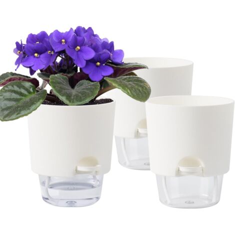 Macetas para plantas de interior, macetas con riego automático para plantas de interior, macetas de violeta africana de 4,9" con depósito visible, maceta con riego automático para hierbas,