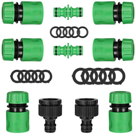 Juego de 10 conectores rápidos para manguera de jardín (6 conectores rápidos de manguera de 1/2", 2 conectores dobles, 2 conectores de punta de grifo) (1/5)