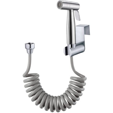 Rociador de inodoro con bidé de mano de acero inoxidable con modo dual (chorro/rocío), inodoro o bidé montado en la pared con manguera de 310 cm y gancho (1/5)