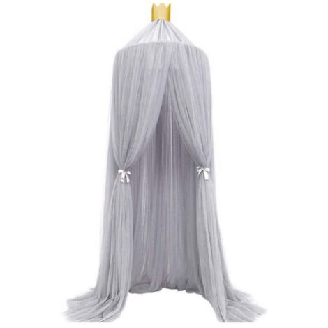 Mosquitera, elegante dosel para cama, suave y transpirable, ideal como tienda de campaña para niñas, decoración para habitación infantil, cortina colgante para cuna de bebé con kit para colgar (gris)