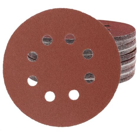 Discos de lijado de 125 mm, grano 80, 50 unidades, disco de lijado de 8 agujeros para lijadora orbital (1/5)