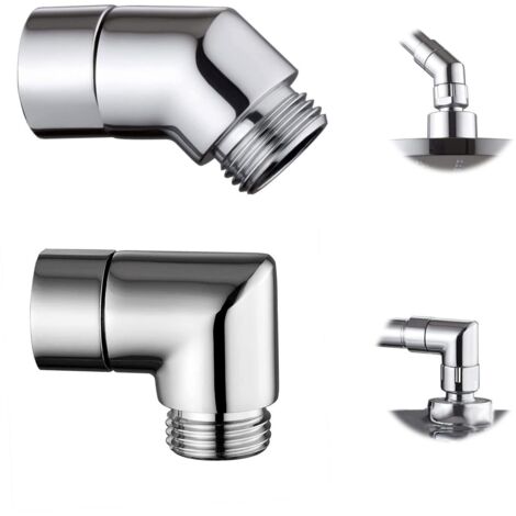2 Piezas Ducha de Mano de Baño, Adaptador de Cabezal de Ducha con Inclinación de Codo de 90°/135°, Adaptador de Ducha de Mano de Latón, para Interfaz de Ducha de Mano Universal de 1/2 Pulgada (Latón) (1/5)