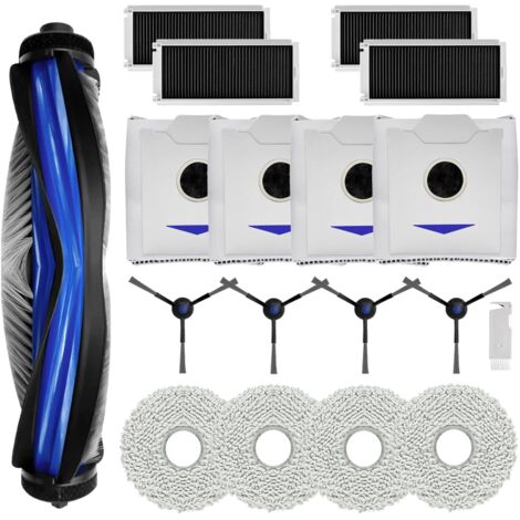 Accesorios de repuesto para Ecovacs Deebot N30 PRO OMNI/ N30 OMNI/ N30 PRO. Incluye: 1 cepillo principal, 4 filtros HEPA, 4 paños de fregado, 4 bolsas para polvo y 4 cepillos laterales. (1/5)