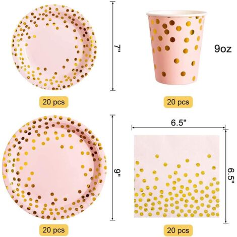 Suministros De Fiesta De Color Blanco Y Dorado, Juego De Vajilla Desechable De 105 Piezas Sirve 15 Platos De Papel Blanco Servilletas Vasos