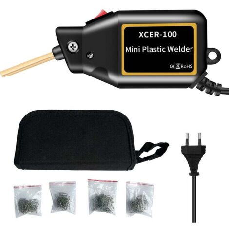 Mini grapadora portátil de 100 W, máquina de soldadura de plástico, kit de reparación de parachoques de coche, kit de soldadura de plástico para parachoques de coche, esquinas planas, exteriores e int (1/5)