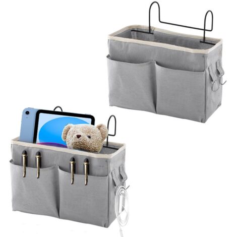 bolsas organizadoras de cabecera, bolsillo vacío para cama, bolsillo para cama, cesta colgante, bolsa para cama, organizador, estante de lona para cama, gran capacidad para clasificar revistas, teléfo (1/5)