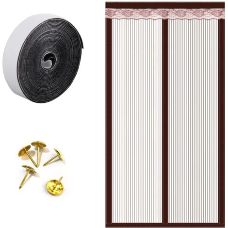 Mosquitera magnética para puertas y ventanas, 90 x 200 cm, transpirable, para puertas de madera y metal. (1/5)