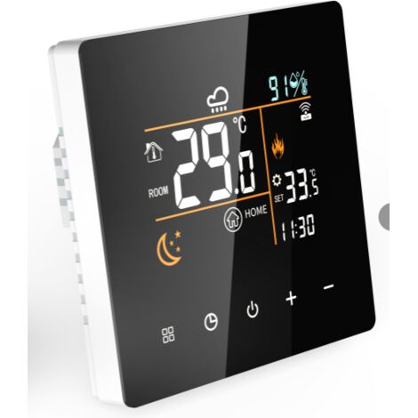 Termostato inteligente WiFi con aplicación para calefacción eléctrica, controlador digital, calefacción eléctrica de 16 A (incl. cable sensor de 3 m), programable, control remoto móvil Tuya APP, conec