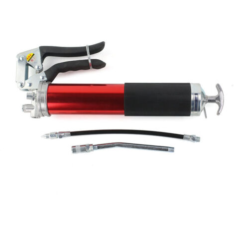 Pistola de engrase manual con bomba de engrase, apta para cartuchos estándar de 400 g, con manguera flexible y extensión rígida (1/5)