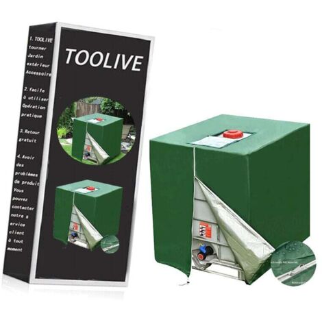 Lona protectora para tanque IBC de 1000 l, lona protectora solar para tanque de agua de lluvia, antipolvo y anti-UV, lona protectora verde (116 x 100 x 120 cm)
