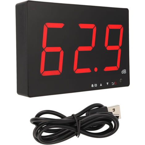 Medidor de decibelios montado en la pared con pantalla LCD de 9,6 pulgadas, medidor de nivel de sonido de 30-130 dB para oficina