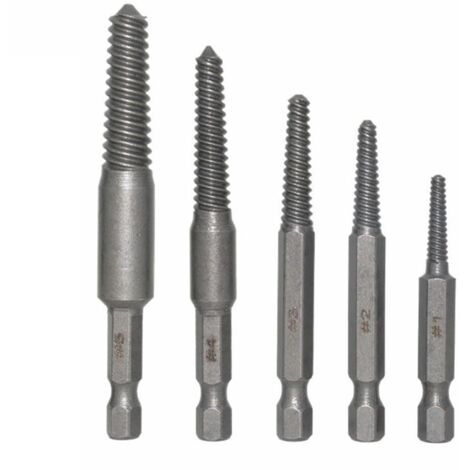 Juego de 5 extractores de tornillos dañados de cambio rápido HSS 1/4 para tornillos dañados y pelados (1/4)