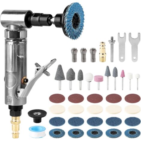 Kit lijadora neumática de 90°, amoladora excéntrica neumática, amoladora angular, amoladora neumática con disco de lija de corindón de 50 mm, aleta de aire de malla 80, disco de lija en