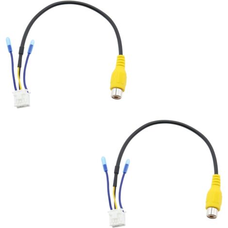 Cable adaptador para cámara de visión trasera de 10 pines (2 unidades, RCA, 20,9 cm de longitud) para radio estéreo de coche, DVD, navegación, cámara de marcha atrás.