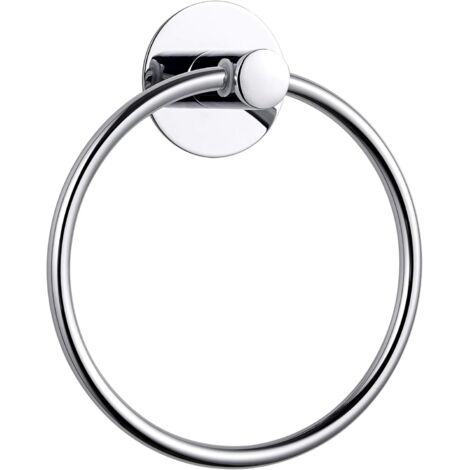 Toallero sin perforación, toallero redondo cromado plateado, autoadhesivo para baño, accesorios de baño de acero inoxidable, toallero pequeño montado en la pared