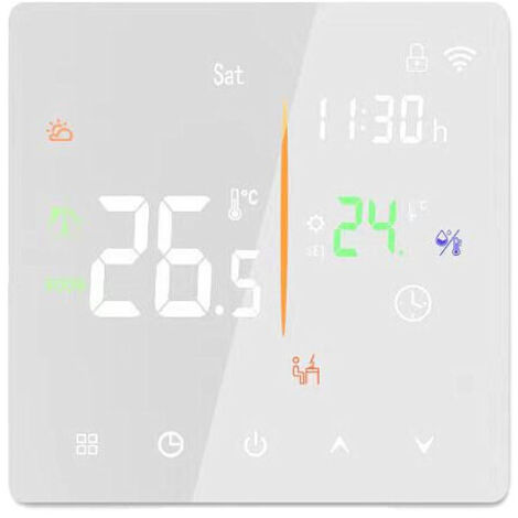 Termostato inteligente con ahorro de energía, termostato de calentamiento de agua 3A para calentamiento de agua/caldera, control táctil, blanco