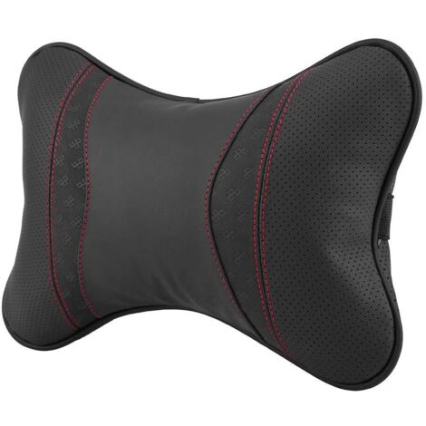Almohadas para el cuello del coche para conducir, almohada de cuero para el cuello, reposacabezas y reposacabezas para viajar (negro) (1/5)