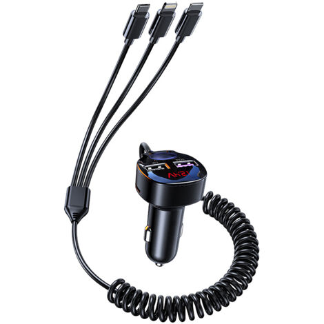 Cargador para coche Super Metal Lighter 1 unidad 3 Conductividad térmica rápida 55 W QC3.0 2 USB con pantalla digital (1/5)