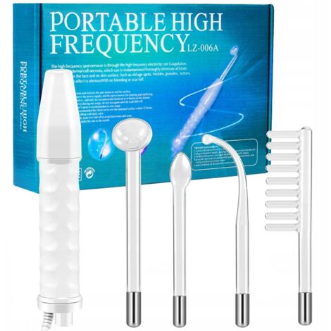 Varita de electroterapia de alta frecuencia, peine de electroterapia portátil, 4 tubos de vidrio para acné, antienvejecimiento, reducción de arrugas, estimulador del cuero cabelludo, bioestimulación f (1/5)