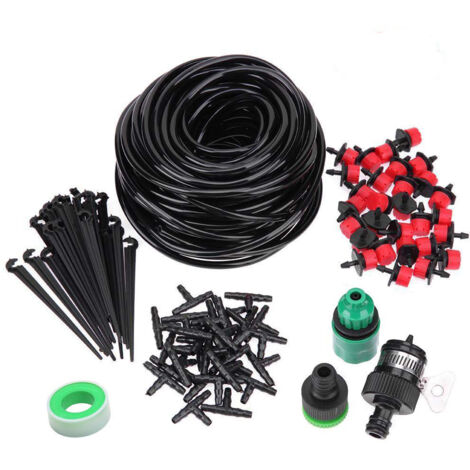 Kit de riego por goteo de 15 m, sistema de riego automático ajustable, sistema de nebulización de riego por goteo de microflujo para el jardín del hogar y el patio (1/5)