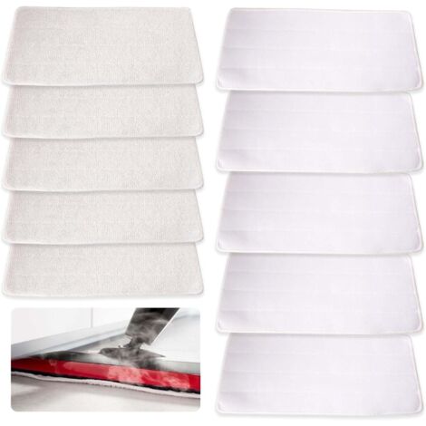 Pack de 10 paños de recambio para limpiador a vapor Vileda - Microfibra - Compatible con Vileda Steam XXL - Lavable - Funda de recambio para todo tipo de suelos (Blanco) (1/5)