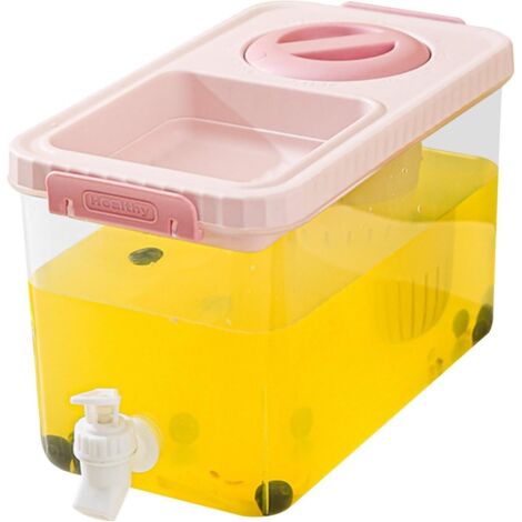 Hervidor de agua fría con grifo, dispensador de bebidas de frutas de 4 l, recipiente para bebidas, jarra de agua fría, hervidor de agua fría para refrigerador, recipiente para bebidas heladas de gran (1/5)
