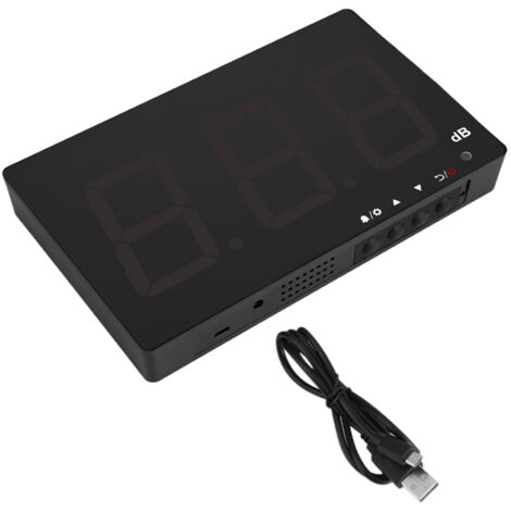 Medidor de nivel de sonido digital LCD de 9,6 pulgadas con alimentación por USB, comprobador de ruido para colgar en la pared de 30 a 130 dB