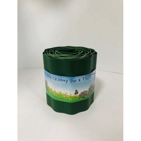 2 bordes de césped flexibles de 9 m × 15 cm, bordes de plástico para jardín, bordes de jardín, bordes de jardín para exteriores de PVC, bordes de jardín flexibles verdes (1/5)
