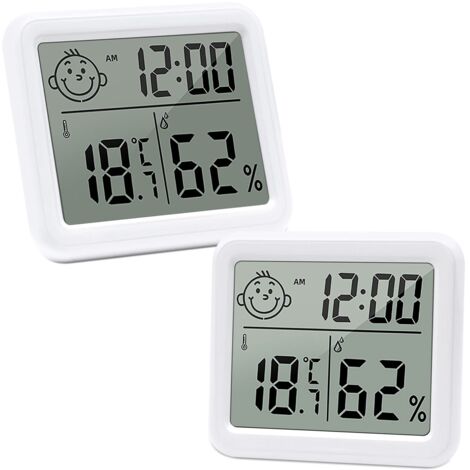 2 piezas Termómetro higrómetro termómetro interior, higrómetro digital LCD hidrómetro interior, para el hogar, habitación de bebé, incubadora, guardarropa, etc. (1/5)