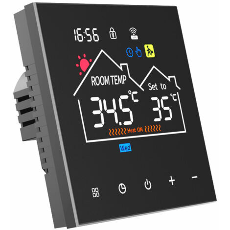 Termostato inteligente para calefacción eléctrica de 16 A, controlador de temperatura CA 90 V-240 V, programable, memoria de falla de energía, para calefacción por suelo radiante eléctrico, todo en ne