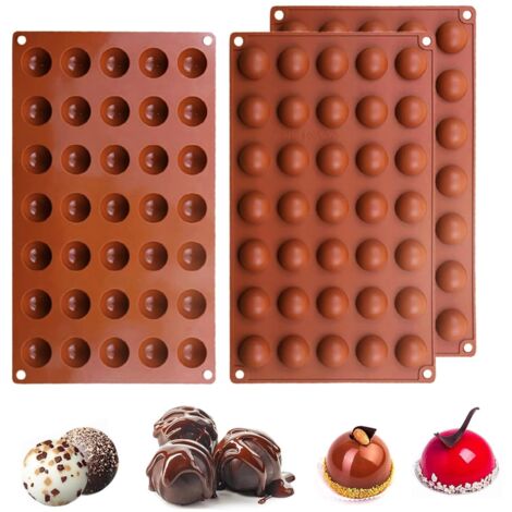 Molde de silicona para hornear de 3 piezas, media esfera, molde de silicona semiesférico de 35 cavidades, molde de silicona para chocolate, molde para hornear para hacer chocolate, pasteles, gelatina (1/5)
