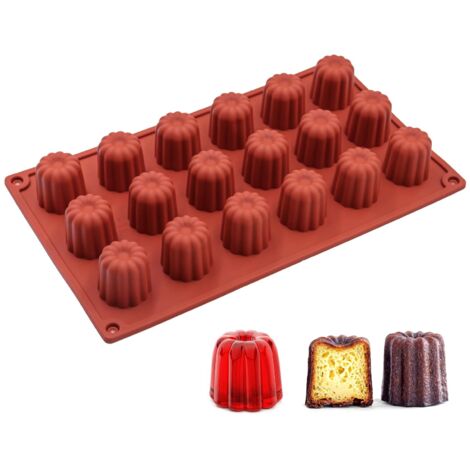 Molde Mini Cannelé Silicona 18 Cavidades, Molde Mini Cannelé Silicona, ø3.5 mm Moldes Canelé Antiadherentes Cavidades para Chocolate, Gelatina, Pudín, Mousse (1/5)