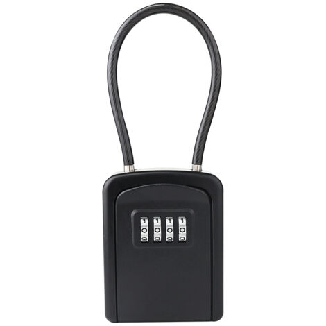 Caja fuerte con combinación para colgar, caja de seguridad portátil para exteriores con cerradura para llaves, caja de seguridad para llaves con grillete de cable de acero extraíble, caja de seguridad