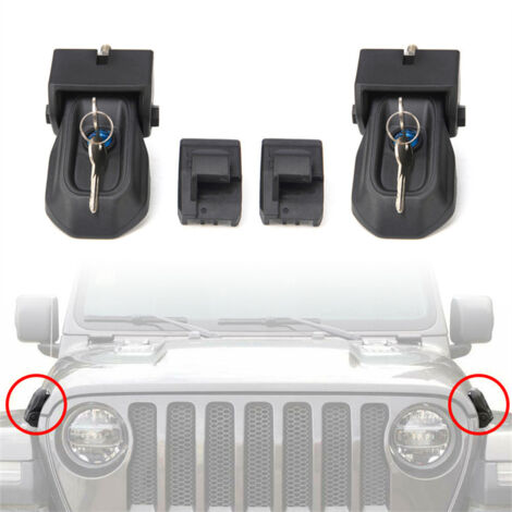 Pestillo de bloqueo de capó con llaves para JL, cerradura antirrobo para modelos Wrangler JL y Gladiator JT 2018-2023 con cerradura (estilo 1) (1/5)