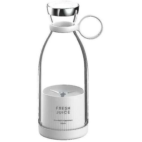 Licuadora portátil de 350 ml, licuadora de jugo fresco, mini licuadora, licuadora eléctrica, mezcladora de frutas, extractor de frutas, color blanco (1/5)