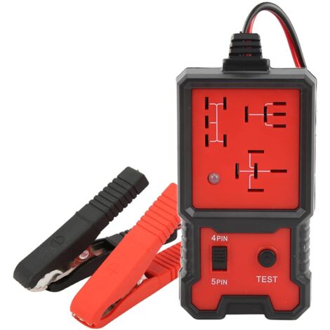 Probador de relés de coche de 12 V, comprobador de diagnóstico electrónico rojo para relés automotrices, herramienta de escaneo con clips, universal para baterías de automóvil. (1/5)